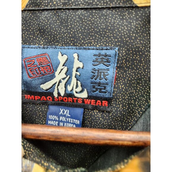 VTGTiger Print Button-Up Shirt XXL Impaq Sports Wear Black & Gold 100% Polyester - Picture 2 of 5